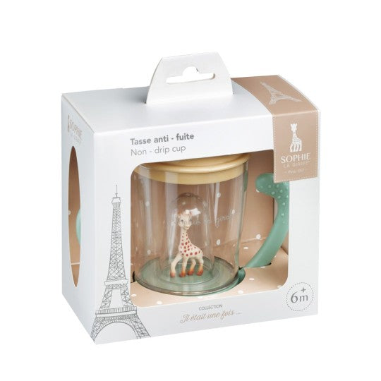 Sophie la girafe Trinklernbecher – 180 ml, 14,5 × 7,0 × 12,0 cm, Hellgrün/Hellorange, auslaufsicher, BPA-frei