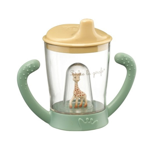 Sophie la girafe Trinklernbecher – 180 ml, 14,5 × 7,0 × 12,0 cm, Hellgrün/Hellorange, auslaufsicher, BPA-frei