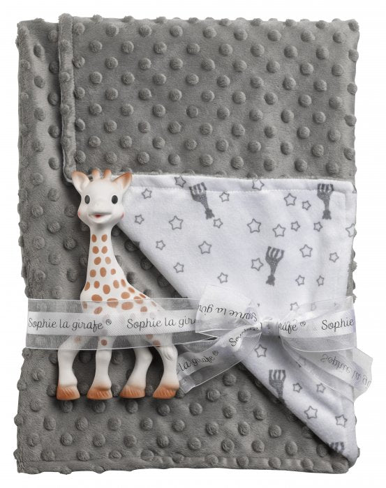 Sophie la Girafe Wohndecke – Polyester, Grau, Weiss – 73 × 91 cm
