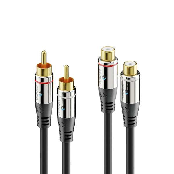 Sonero Audio-Verlängerungskabel RCA (Stecker) auf RCA (Buchse) – 3 m, vergoldete Kontakte, Schwarz