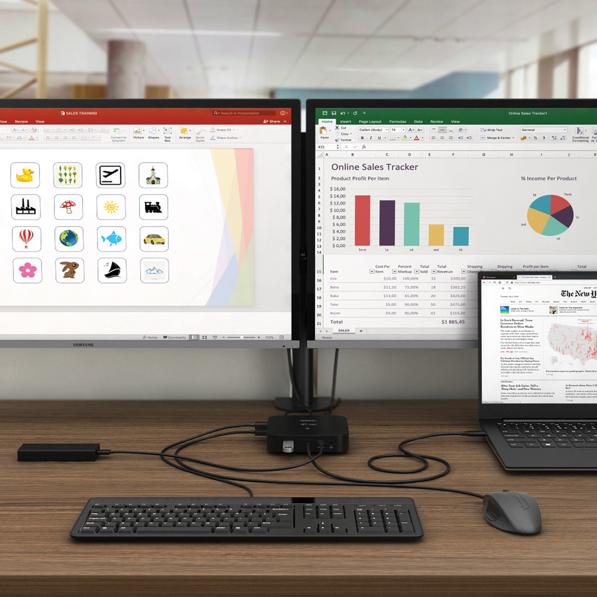 DICOTA D31949 Dockingstation – USB-C, 1× DP, 1× HDMI, 2× USB-A, 1× USB-C, 100 W PD, für Windows/Mac/Linux