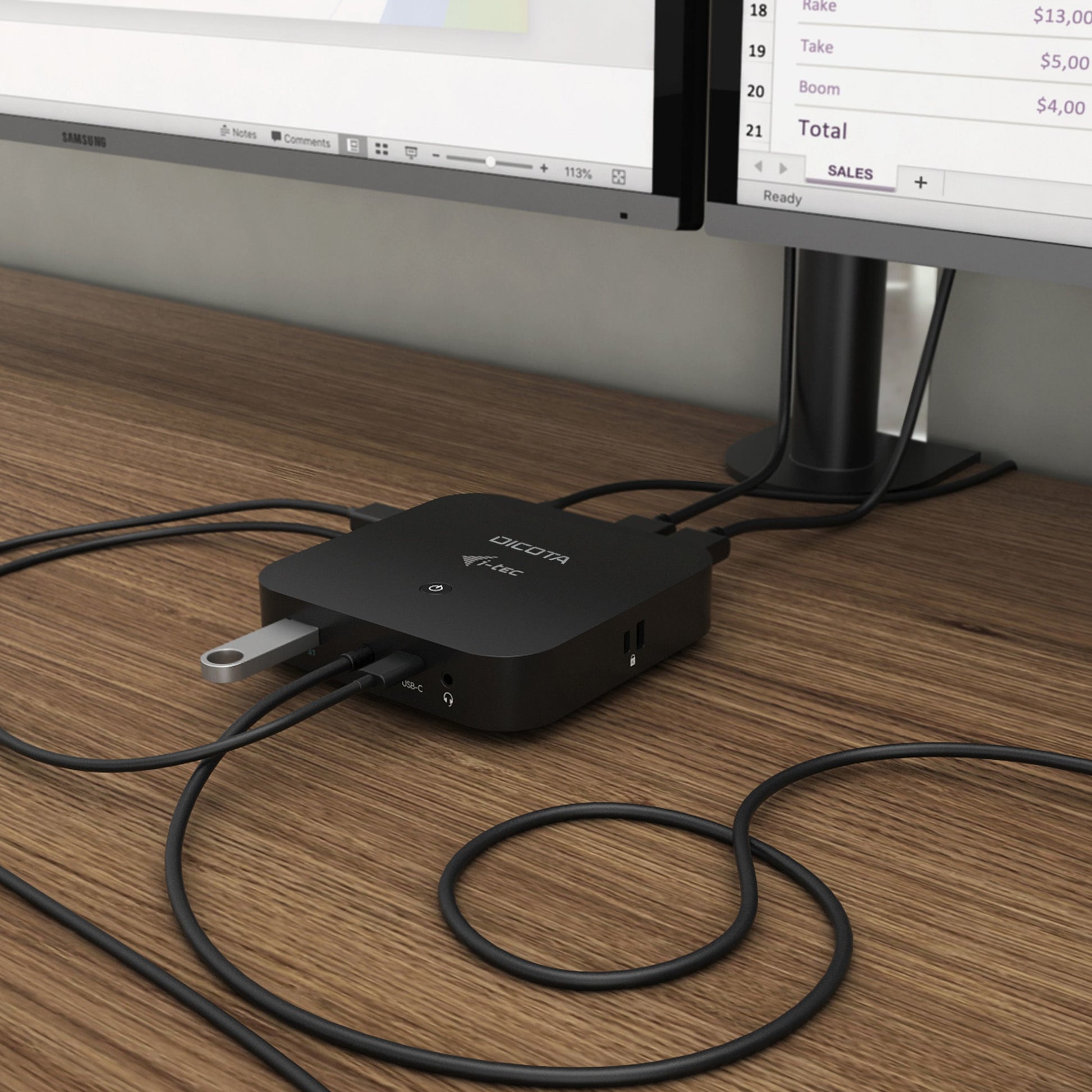 DICOTA D31949 Dockingstation – USB-C, 1× DP, 1× HDMI, 2× USB-A, 1× USB-C, 100 W PD, für Windows/Mac/Linux