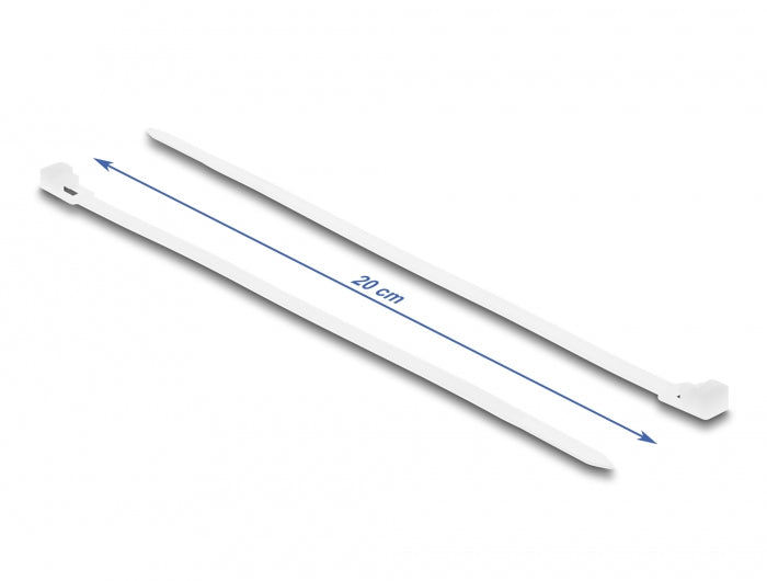 DeLOCK Klettkabelbinder 4,8×200 mm, 100er-Pack – Weiss
