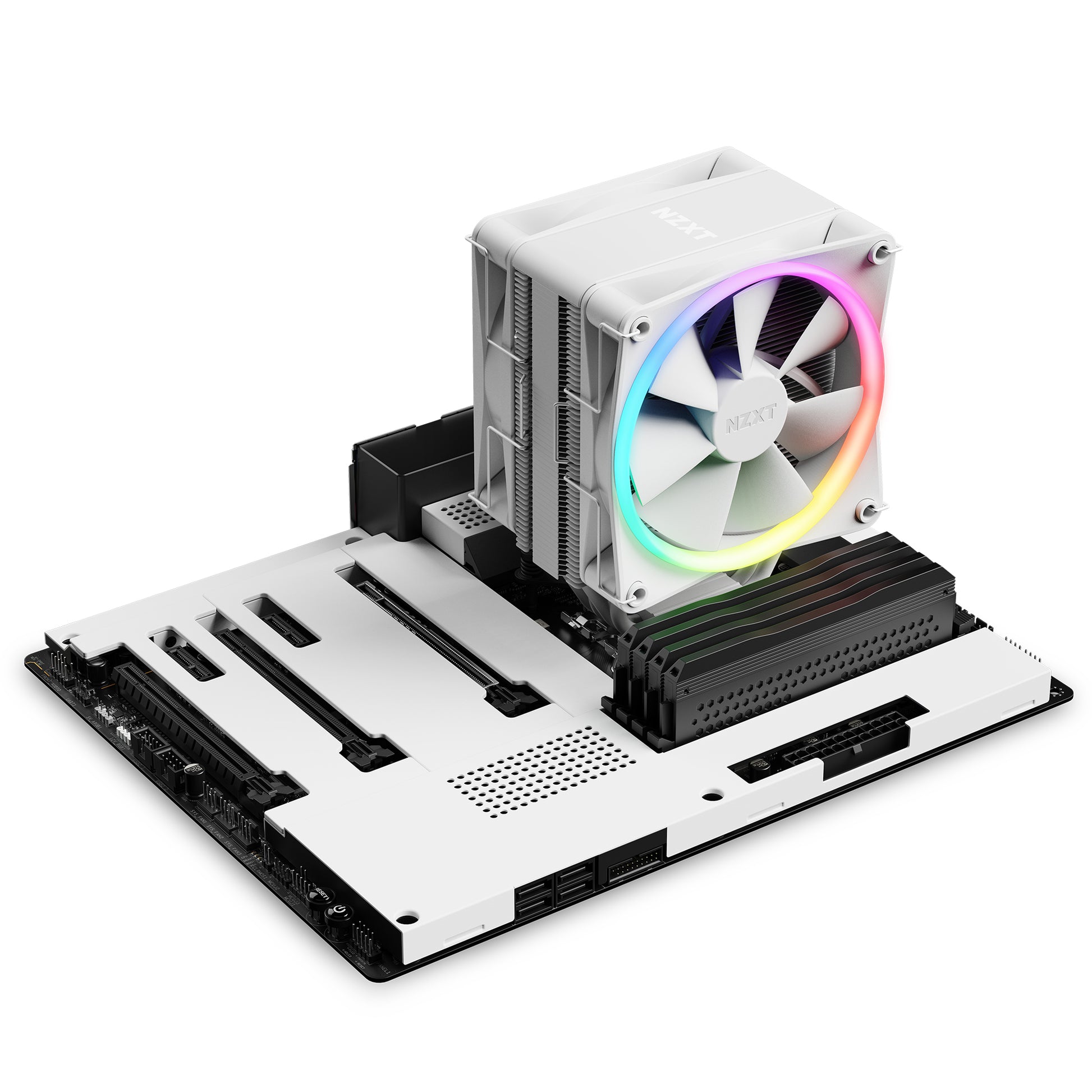 NZXT T120 RGB (RC-TR120-W1) – CPU-Kühler – 120 mm, 500–1800 U/min, RGB, Montageset, Weiss