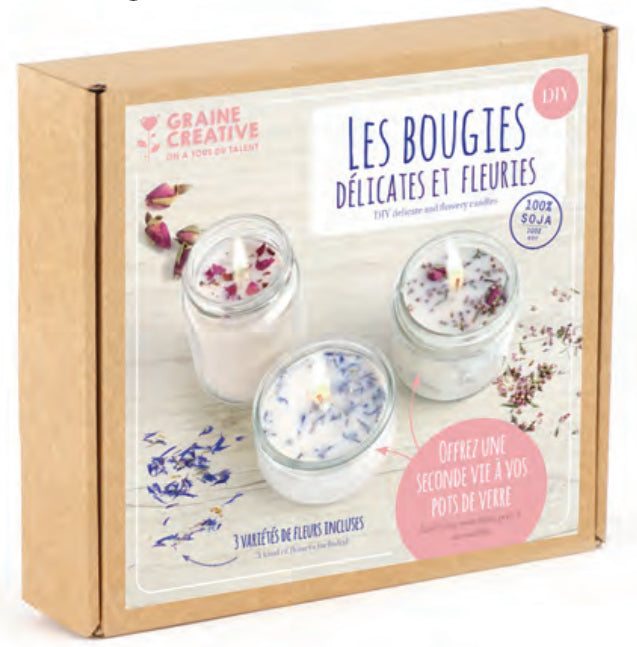 Graine Creative – Kerzengiessform – Bastelset – Blumige Kerze – Sojawachs, Trockenblumen