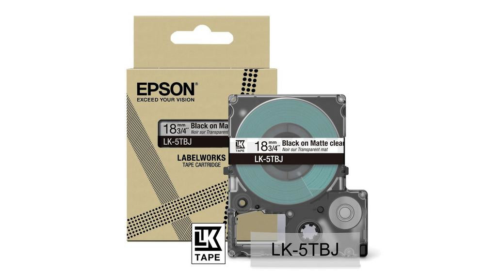 Epson Schriftband – 18 mm × 8 m, transparent, schwarz – LK-5TBJ