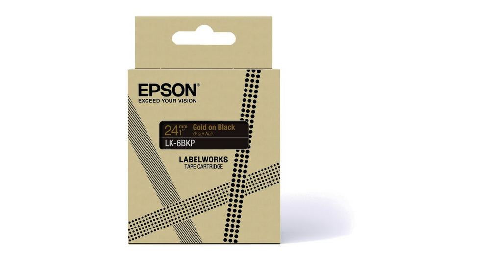 Epson Schriftband – 24 mm × 9 m, Schwarz, Gold – LK-6BKP