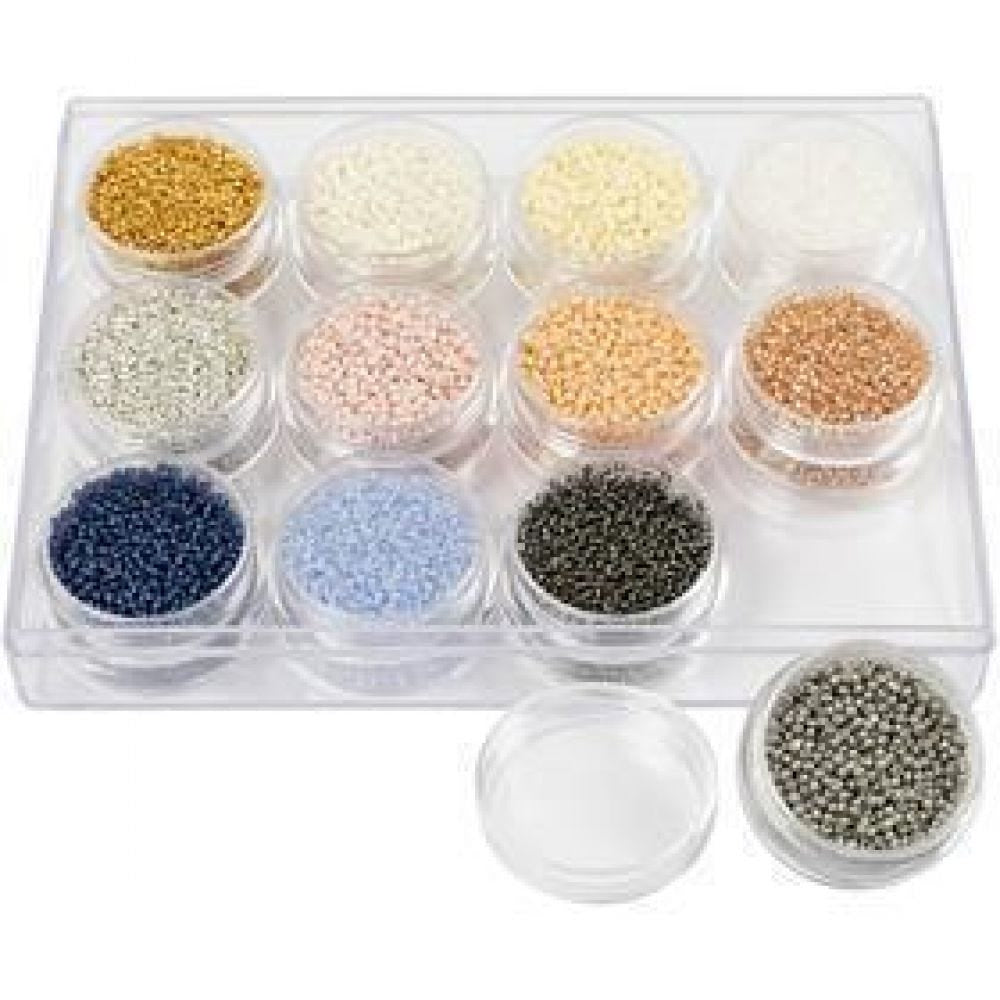 Creativ Company Glasperlen, Rocailles – mehrfarbig – Ø 1,7 mm, Loch 0,5–0,8 mm – 12 Stk.
