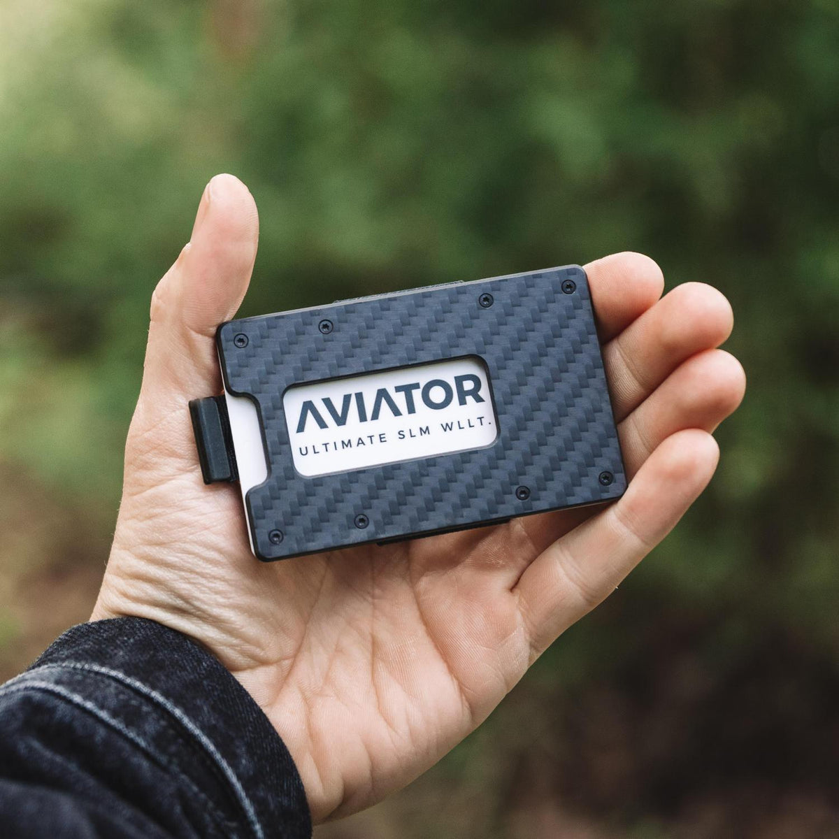 Aviator Wallet AVIATOR – Brieftasche SLIDE – RFID-Schutz, 20 Karten, 85,6 × 10,5 × 54 mm – Carbon, Anthrazit