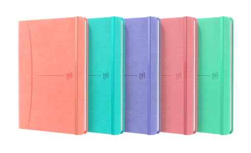 Oxford Notizbuch – A5 – 80 Blatt – Hardcover, Gummiband, Einstecktasche, Pastell, EU Ecolabel, 5 Stück