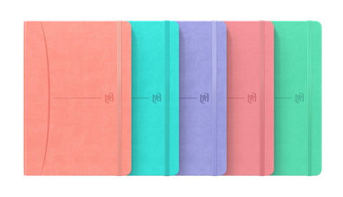 Oxford Notizbuch – A5 – 80 Blatt – Hardcover, Gummiband, Einstecktasche, Pastell, EU Ecolabel, 5 Stück