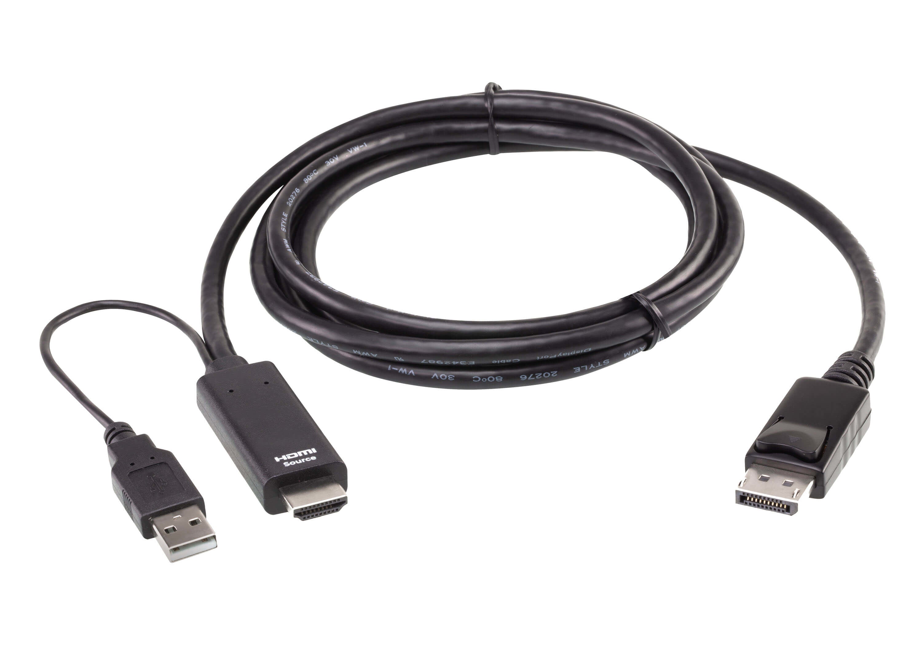 ATEN 2L-7D02HDP HDMI zu DisplayPort Kabel – 4K (4096 × 2160) @ 60 Hz, DP 1.2, 1,8 m, Schwarz
