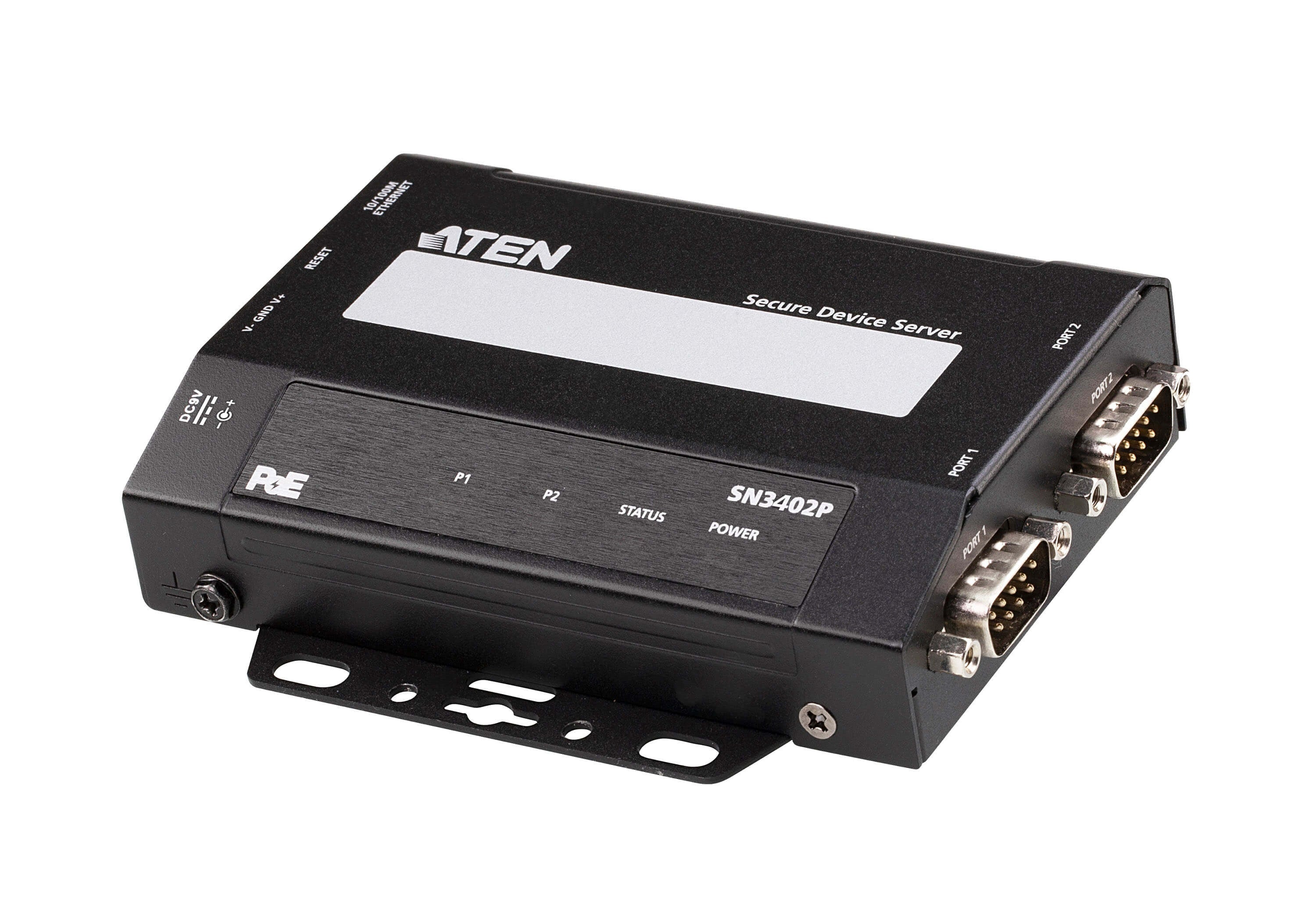 ATEN SN3402P Device Server – 2× RS‑232/422/485, 10/100 Mbit/s, bis 921,6 Kbit/s – für serielle Geräte