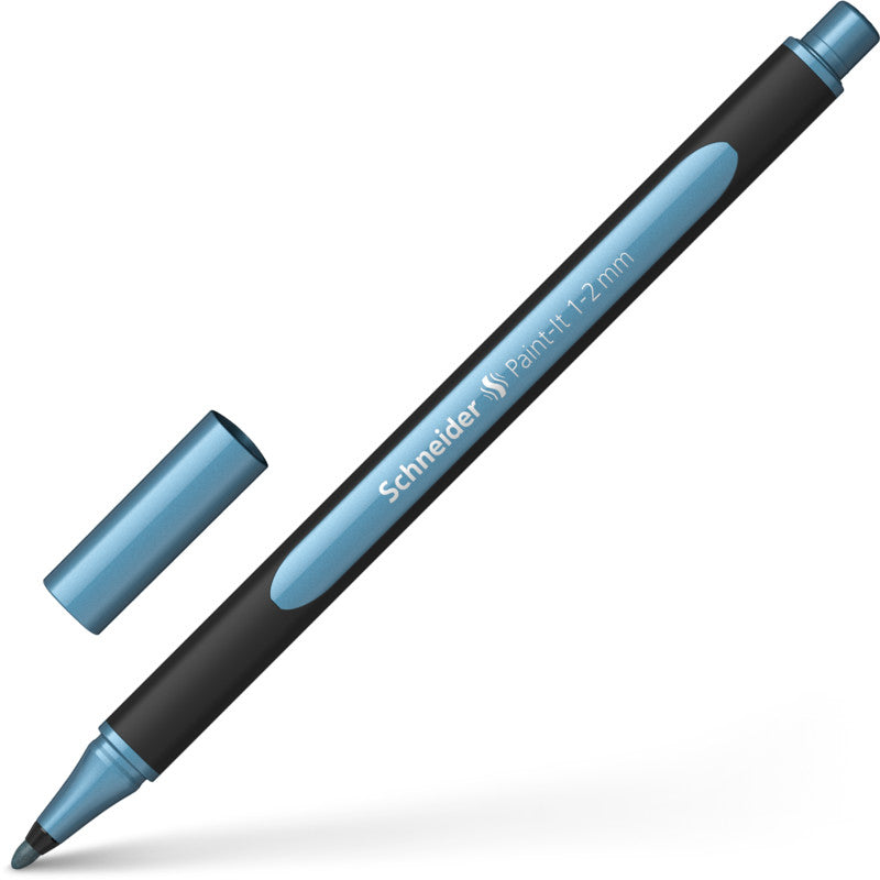 Schneider Schreibgeräte Schneider Paint-It Filzstift Metallic – Rundspitze, 1–2 mm, polarblau metallic