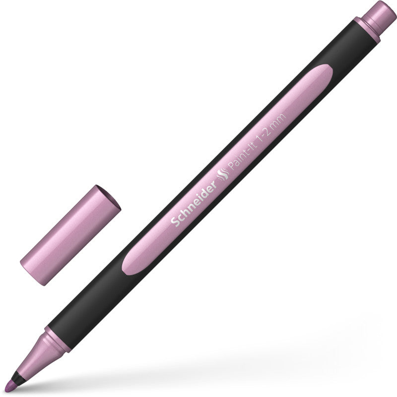 Schneider Schreibgeräte Paint-It Filzstift Metallic – 1–2 mm, schnelltrocknend, geruchsarm, rose metallic