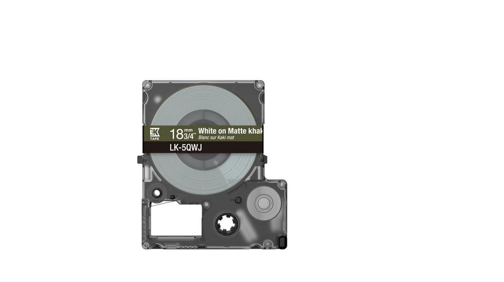 Epson LK-5QWJ Schriftband – Khaki auf Weiss – 18 mm, matt – für Epson LabelWorks