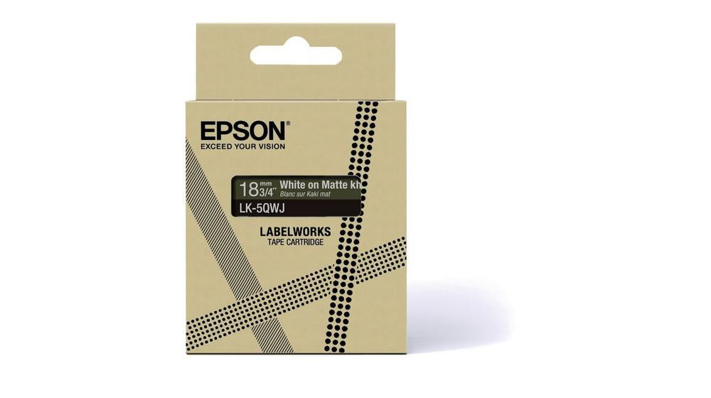 Epson LK-5QWJ Schriftband – Khaki auf Weiss – 18 mm, matt – für Epson LabelWorks