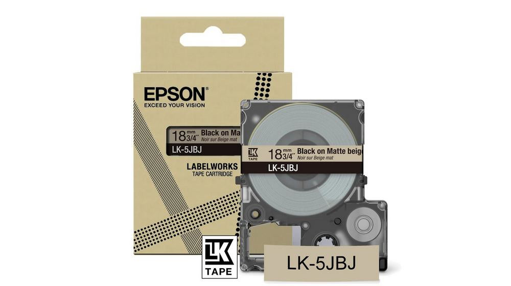 Epson Schriftband – 18 mm × 8 m, beige, schwarz – LK-5JBJ