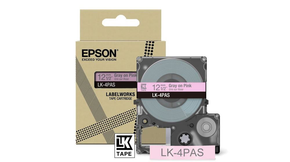 Epson LK-4PAS Schriftband – Grau, Pink – 12 mm – für Epson LabelWorks LW-C410