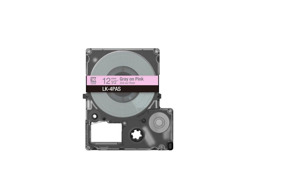Epson LK-4PAS Schriftband – Grau, Pink – 12 mm – für Epson LabelWorks LW-C410
