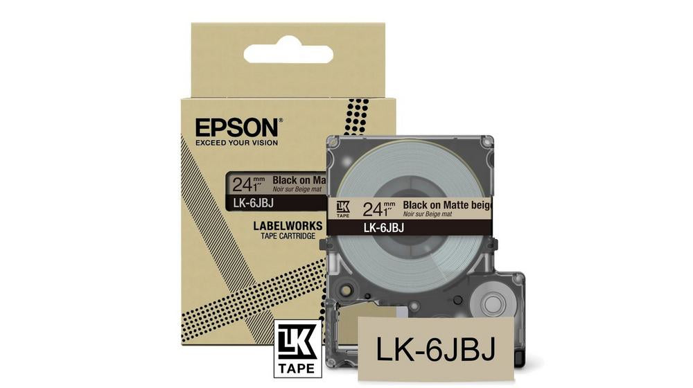Epson Schriftband – 24 mm × 8 m, beige, schwarz – LK-6JBJ