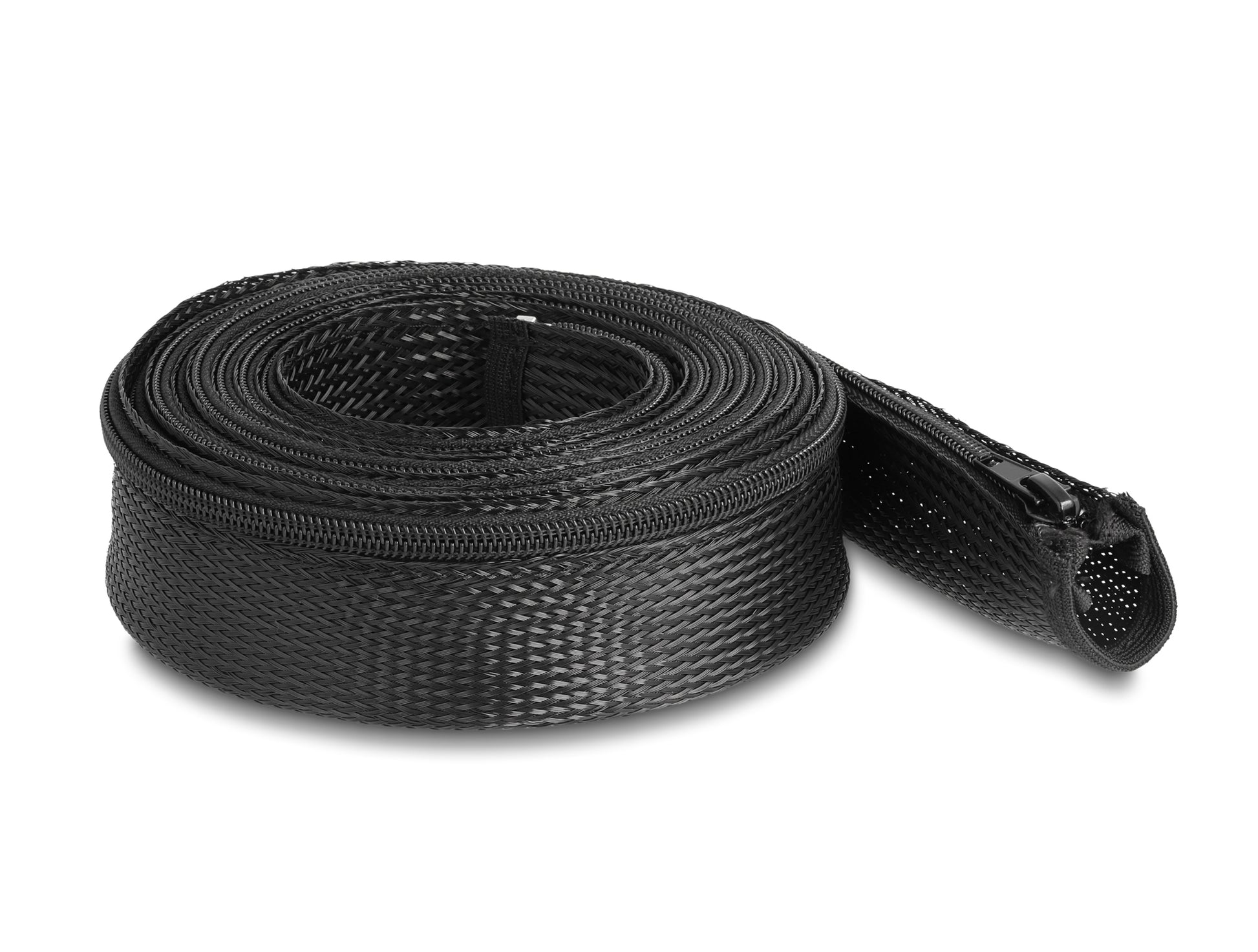 DeLOCK Kabelschlauch, Ø 50 mm × 5 m, Reissverschluss, hitzebeständig, wiederverwendbar – schwarz