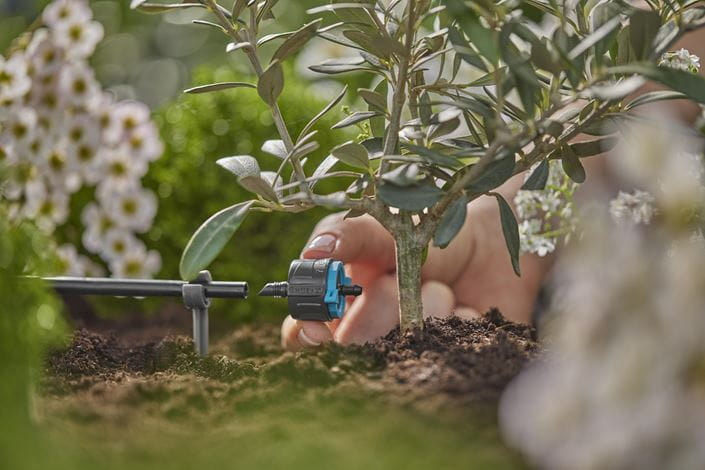 Gardena Endtropfer – 41 mm, Kunststoff, Grau/Türkis, 1–8 l/h, für Micro-Drip-System
