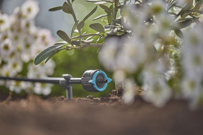 Gardena Endtropfer – 41 mm, Kunststoff, Grau/Türkis, 1–8 l/h, für Micro-Drip-System