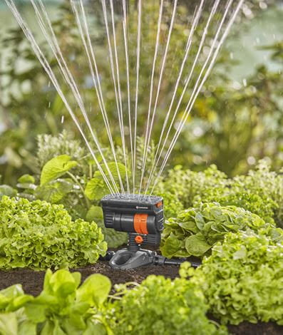 Gardena Schwingender Sprinkler Micro-Drip-System 13325-20 – 90 m², Sprühbereich 0–13 m, Schwarz, 1 Stück