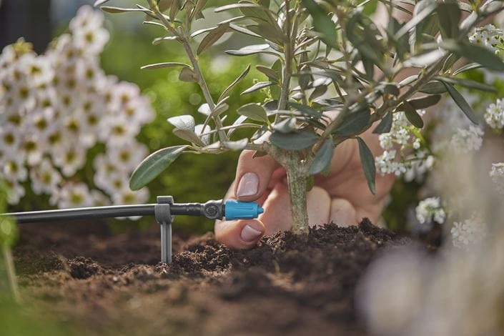 Gardena Tropfer – regulierbar 0–15 l/h, 5,8 cm, Kunststoff, Grau/Türkis, für Micro-Drip-System