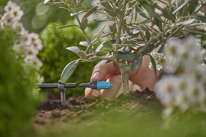 Gardena Tropfer – regulierbar 0–15 l/h, 5,8 cm, Kunststoff, Grau/Türkis, für Micro-Drip-System