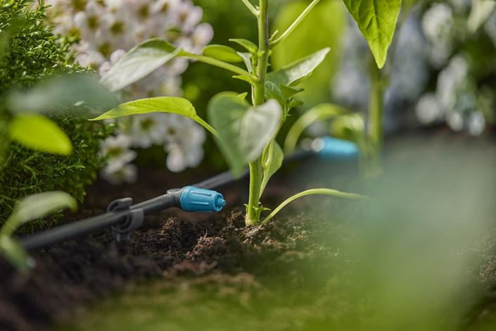 Gardena Tropfer 43×4,6 mm – für Tropfbewässerungssystem – Kunststoff – grau, türkis – 13315-20