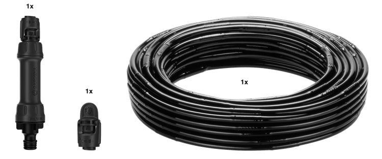 Gardena Micro-Drip-System 13501-20 – 50 m Schlauch, Kunststoff, schwarz, mit Druckregler