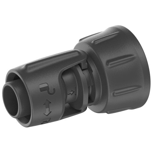 Gardena Hahnanschluss 13222-20 – 1/2", Kunststoff, für Hahn Ø 1,3 cm, Schwarz