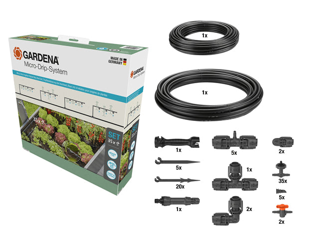 Gardena Tropfbewässerungs-Set 15 m Schlauch – Kunststoff – Grün, Schwarz – 13455-20