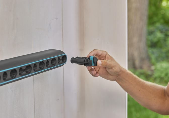 Gardena Stielhalter – grau/türkis, Kunststoff/Gummi, B 65 × H 50 × T 85 mm, für universal
