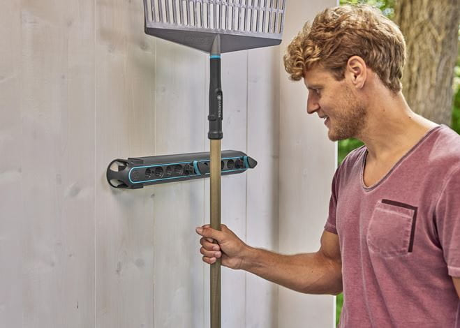 Gardena Stielhalter – grau/türkis, Kunststoff/Gummi, B 65 × H 50 × T 85 mm, für universal