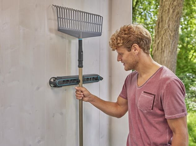 Gardena Stielhalter – grau/türkis, Kunststoff/Gummi, B 65 × H 50 × T 85 mm, für universal