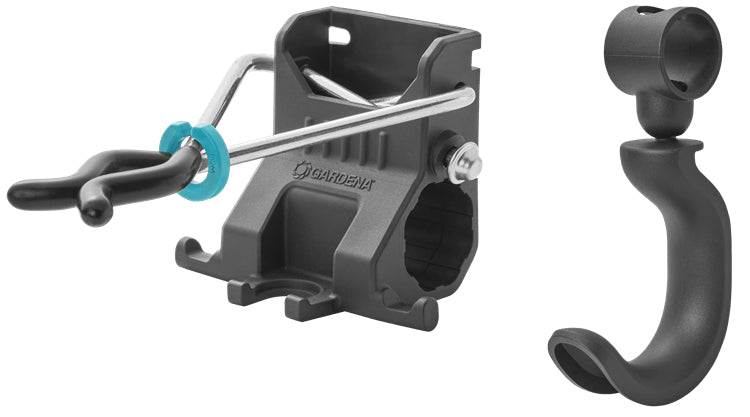 Gardena Halterung – Set Einzelhalter & Einzelhaken, grau/türkis, B 73 × H 135 × T 96 mm, für Universal
