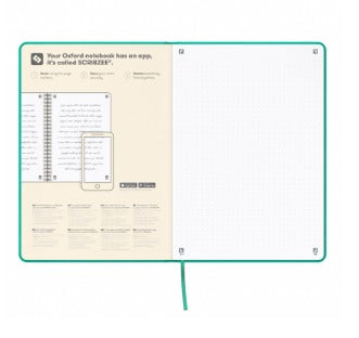Oxford Notizbuch – A5 – punktiert – 104 Blatt – 90 g/m² – Hardcover, Gummiband, Einstecktasche, türkis