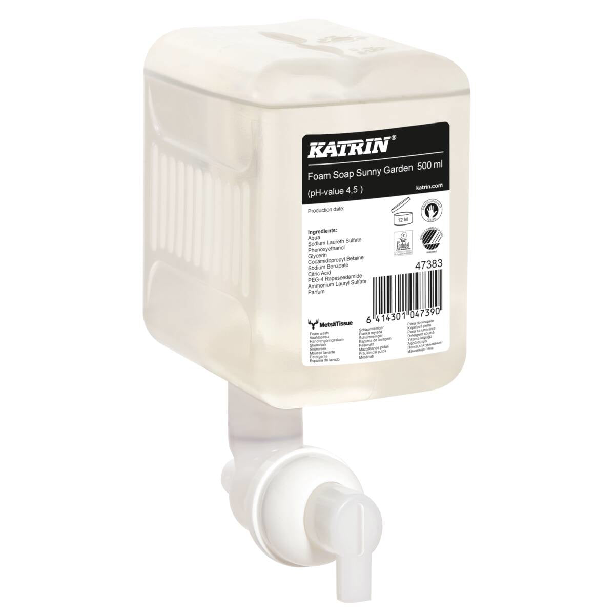 KATRIN Seifenkartusche – Kunststoff, Weiss, 500 ml, Schaumig, Sunny Garden, für KATRIN Inclusive Seifenspender