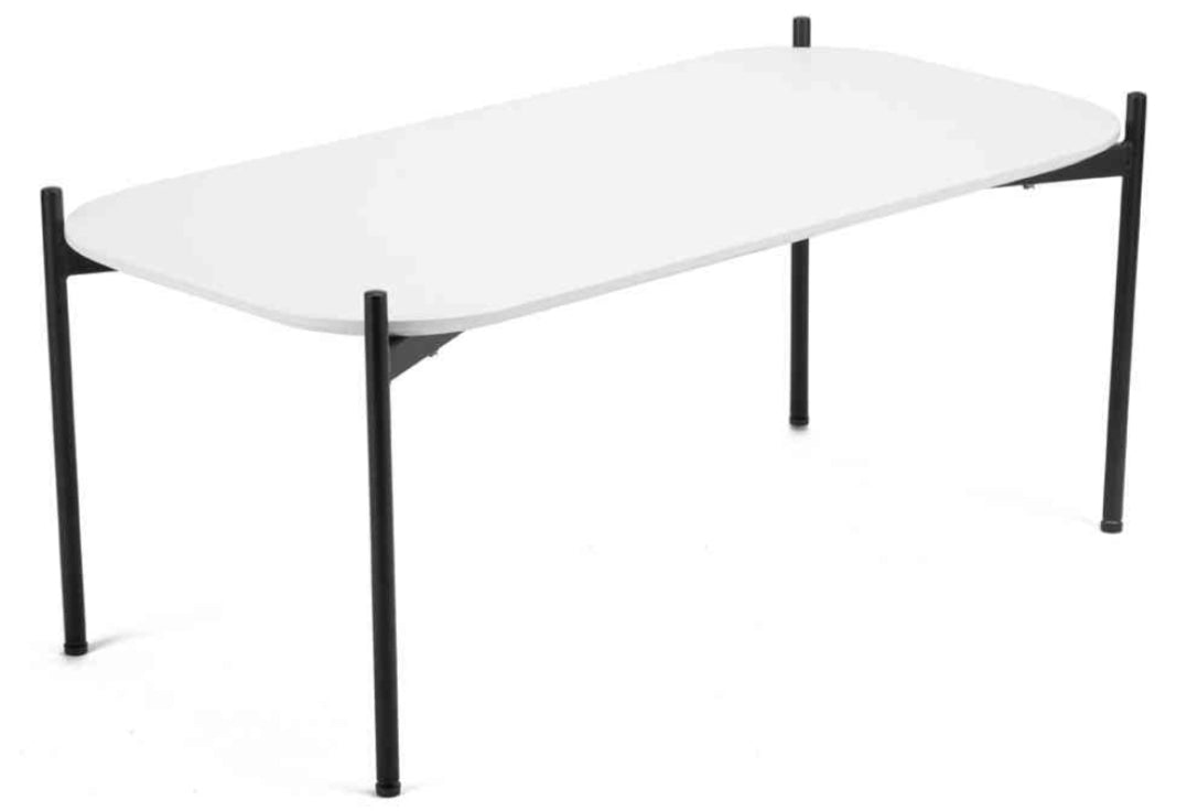 PaperFlow Beistelltisch – weiss/schwarz, MDF, 75 × 40 × 50 cm, Stahlgestell