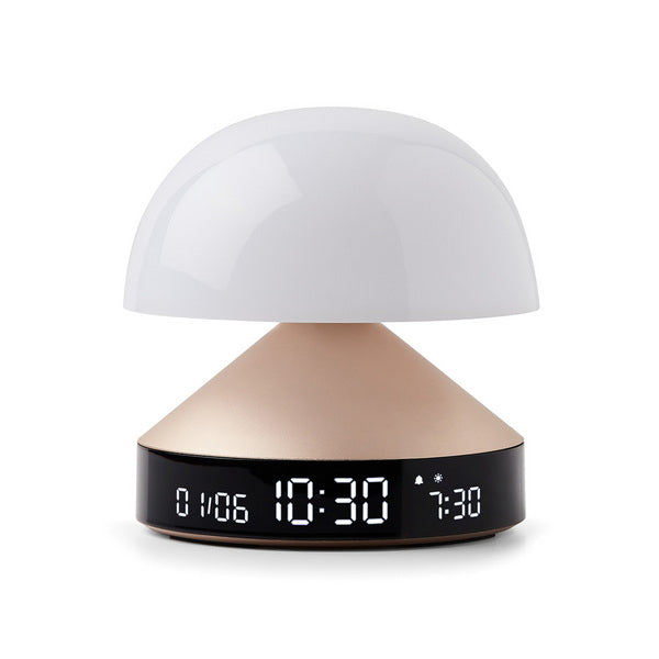LEXON Lichtwecker Mina Sunrise – digital – 11 × 11 cm, gold, Aluminium, USB, 5 Wecktöne