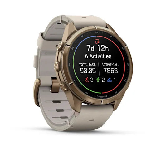 Garmin fēnix 9 Pro 43 mm GPS + Cellular – Titan Gold, Cremefarben, 100 m, für Android, iPhone