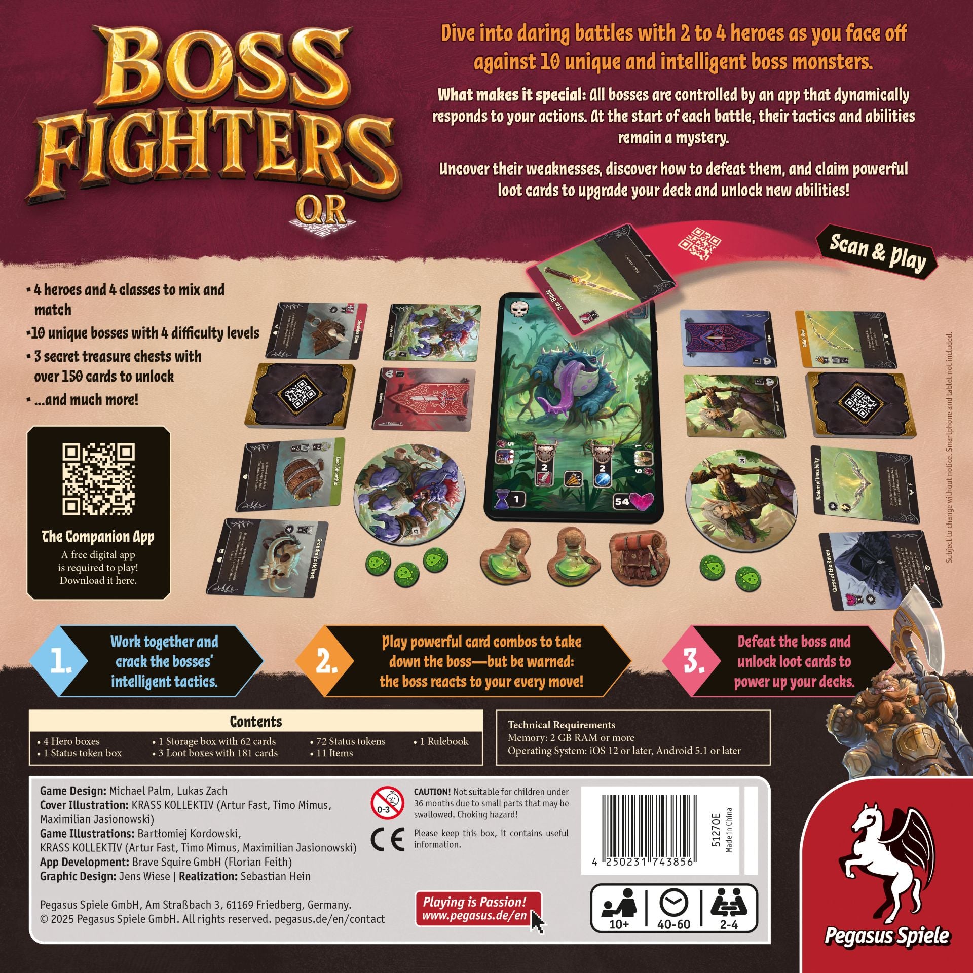 Pegasus Boss Fighters QR Brettspiel, 2–4 Spieler, ab 10 Jahren, 60 Min., EN