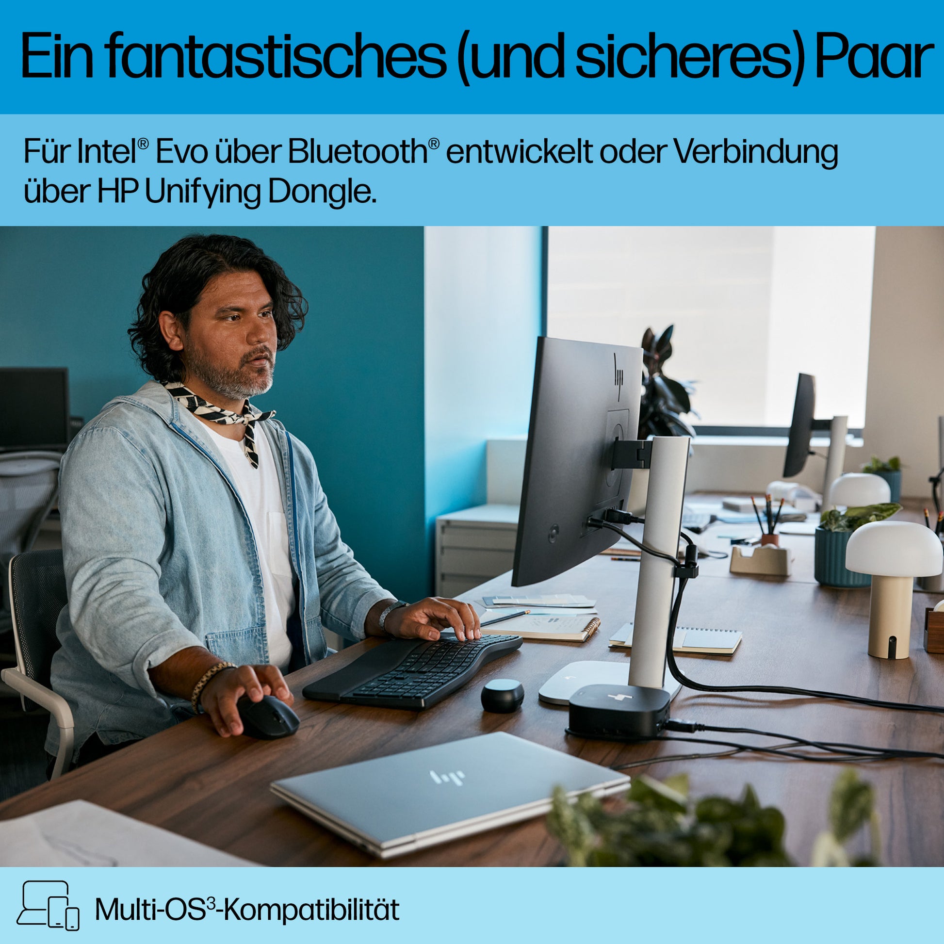 HP 685 Comfort – Tastatur- und Maus-Set – Bluetooth & 2,4 GHz (Nano-Empfänger USB-A) – Schwarz