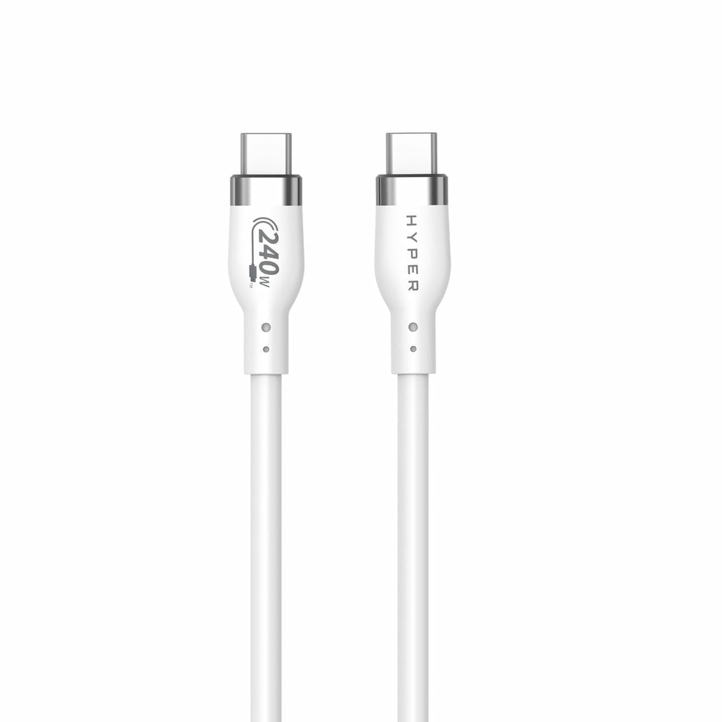 HYPER USB-C auf USB-C Kabel – USB 2.0 (480 Mbit/s) – 1 m – PD 240 W – Silikon – Weiss