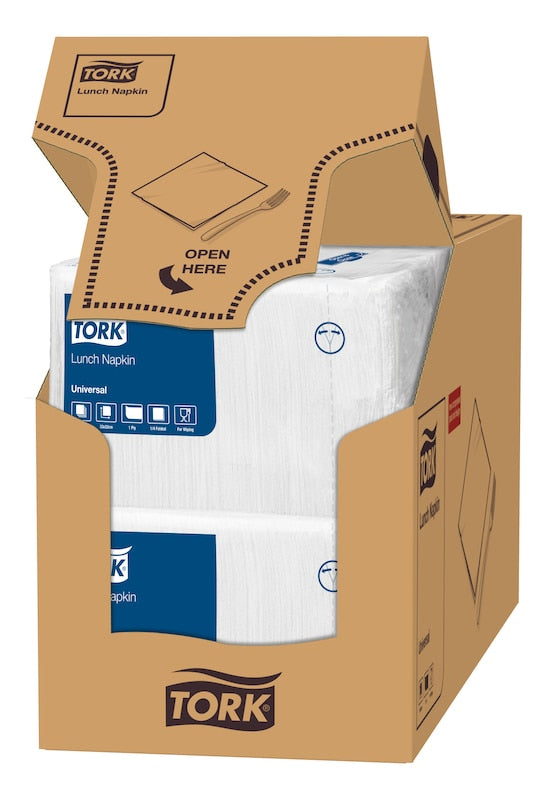 Tork Servietten weiss – 32,5 × 32,5 cm, 1-lagig, 1/4-Falz – 4000 Stück