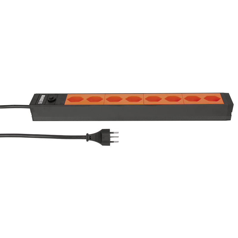 Steffen ALU Modular – Steckdosenleiste, 8× T13, ohne Schalter, 3 m, Stecker T12, IP20
