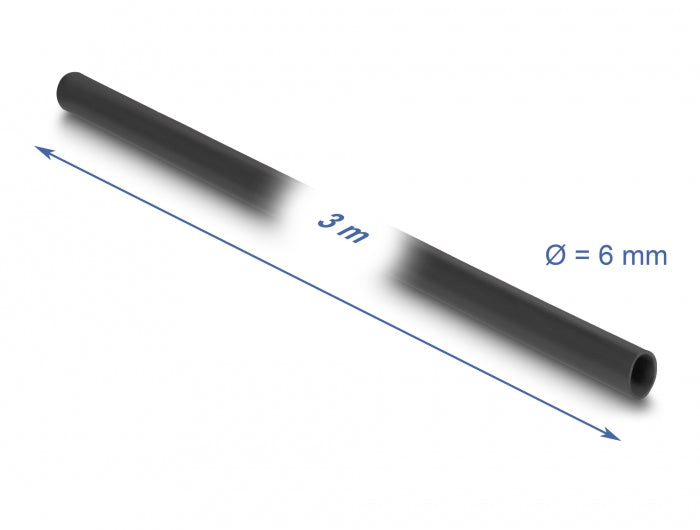 DeLOCK Kabelschlauch, Ø 6 mm × 3 m, zuschneidbar – schwarz